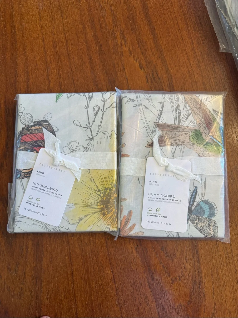 Pottery Barn Off-White Duvet Cover with Multicolor Floral & Hummingbird Print